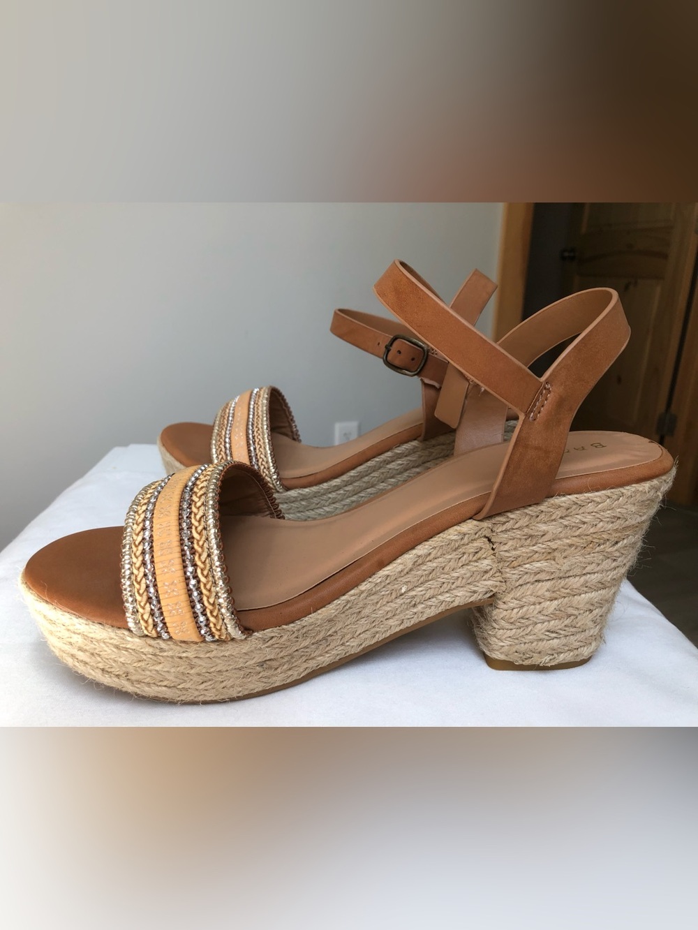 Bamboo Jute Platform Espadrille Sandals Size 10